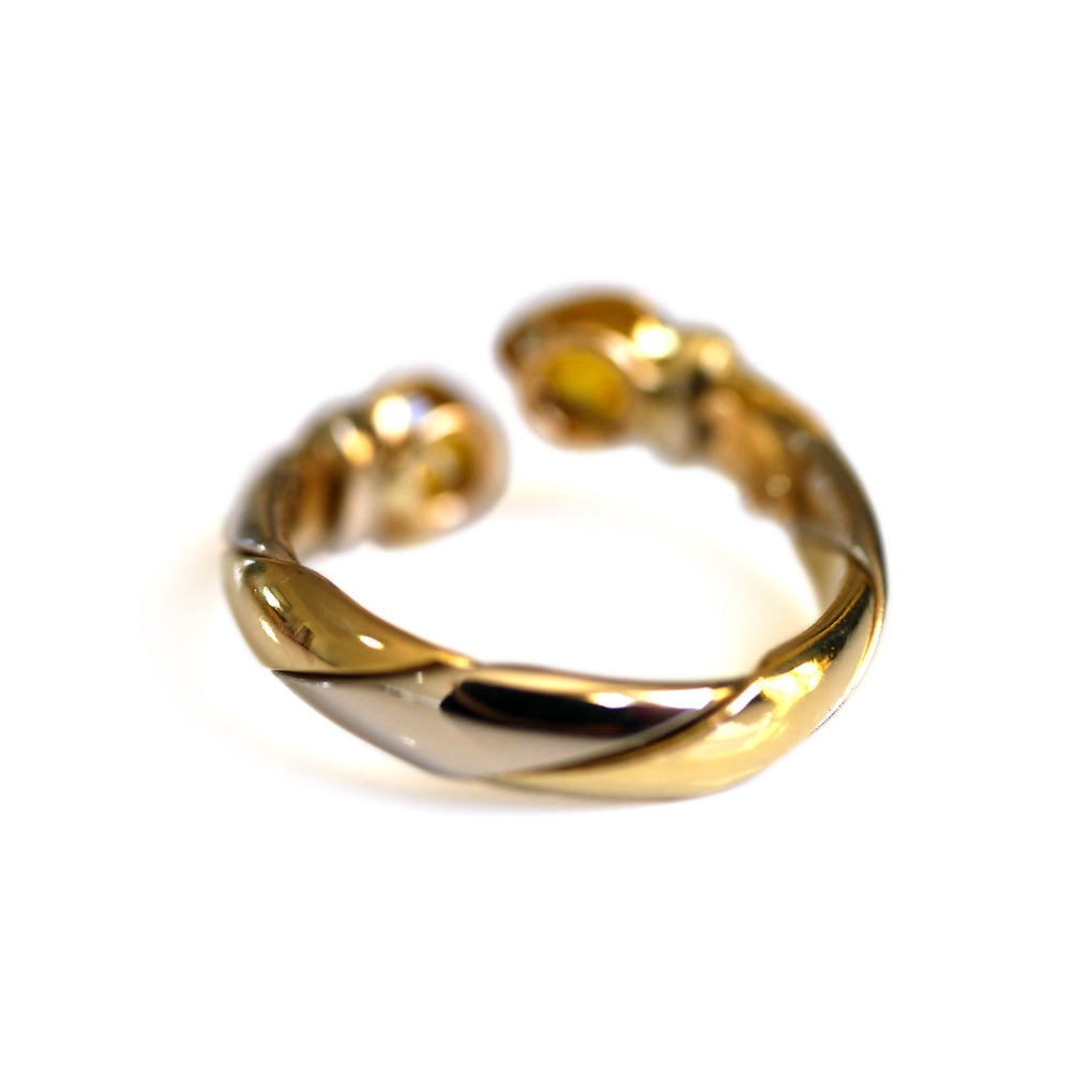 Yellow Sapphire Heart Bi- Gold Torque Ring