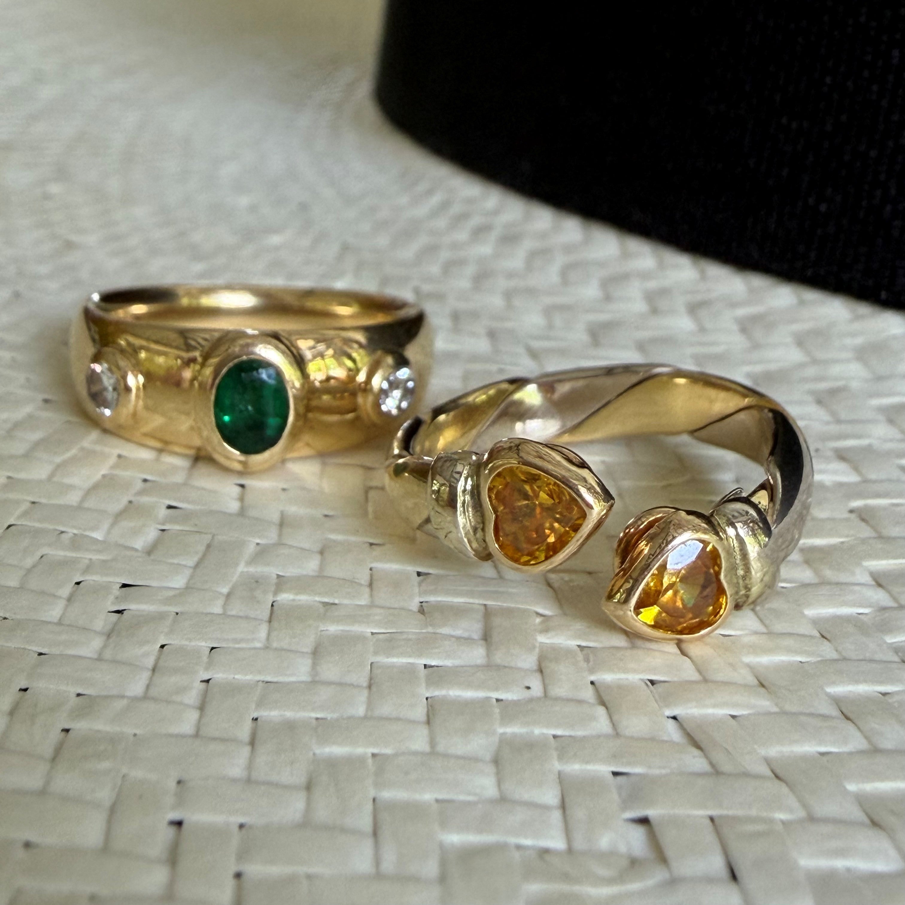 Yellow Sapphire Heart Bi- Gold Torque Ring