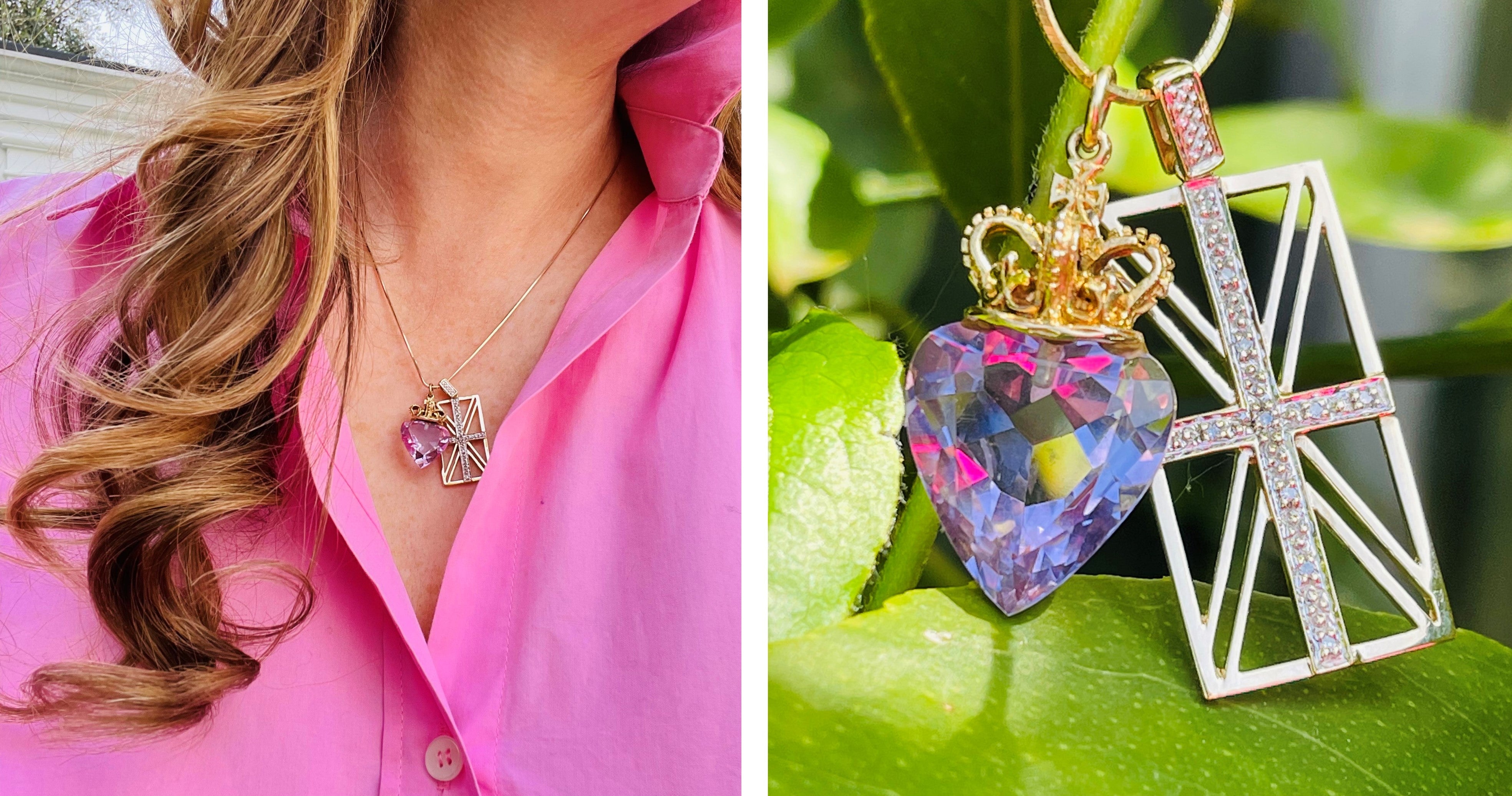 Alluring Amethyst Crowned Heart Necklace 1979