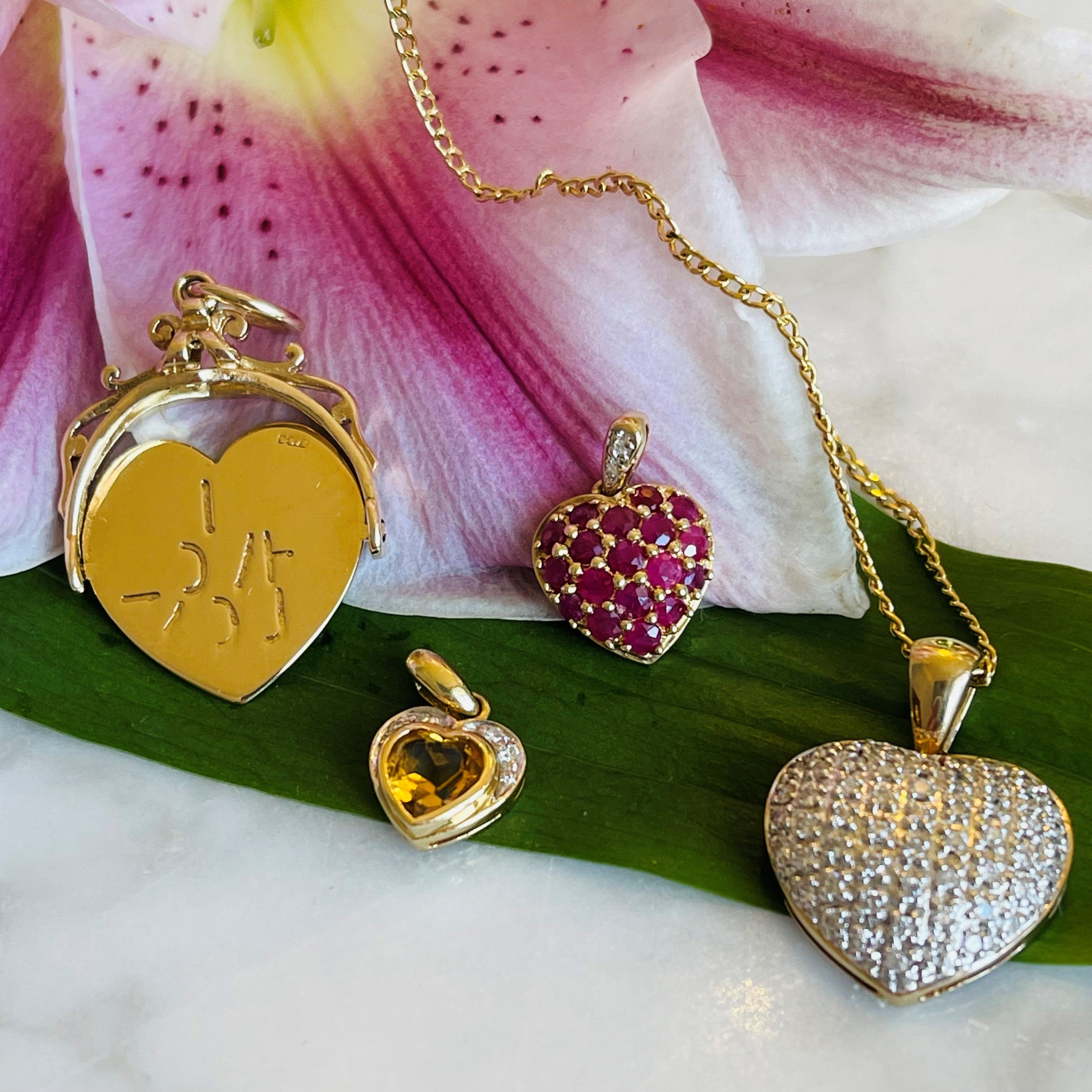 Citrine & Diamond Teeny Tiny Heart Necklace