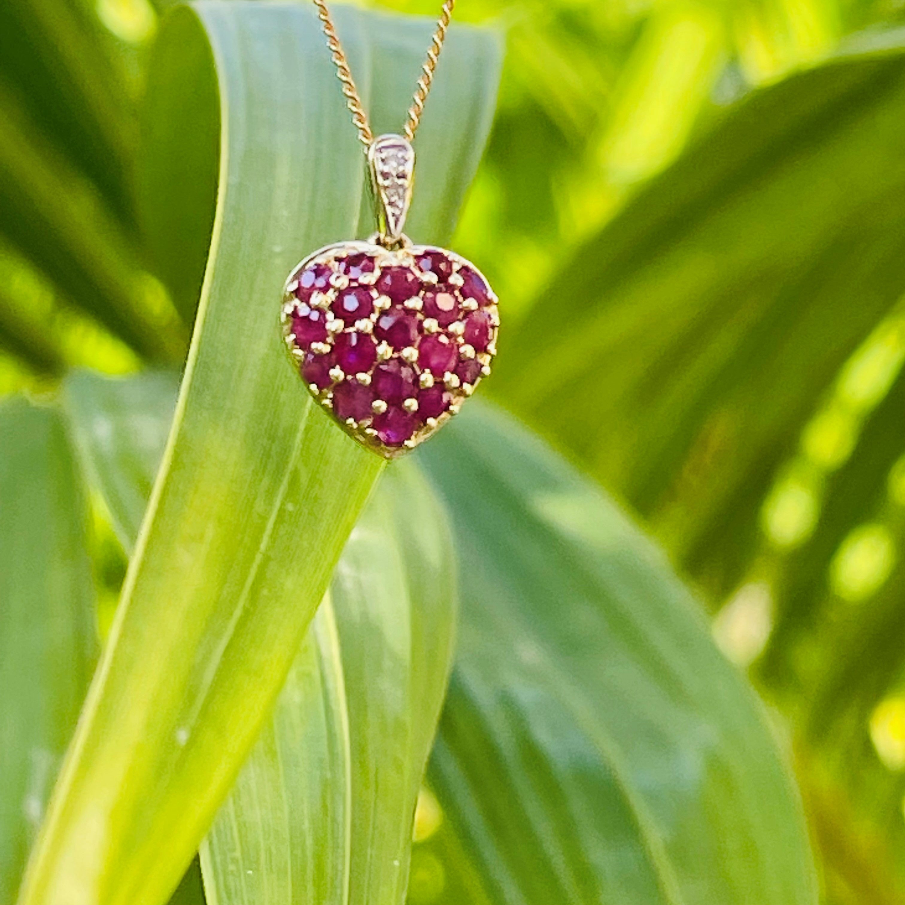 Diamond & Ruby Teeny Tiny Heart Necklace