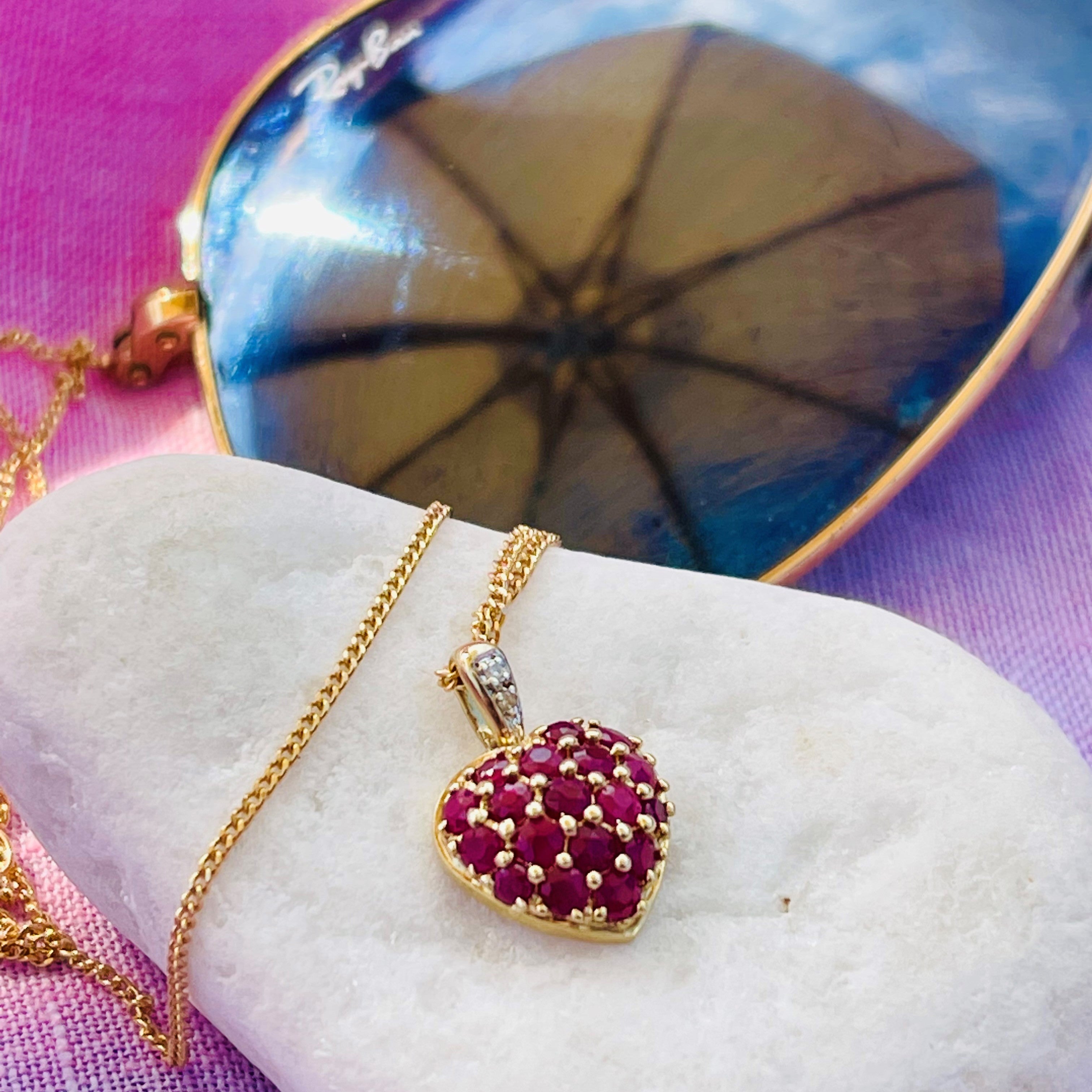 Diamond & Ruby Teeny Tiny Heart Necklace