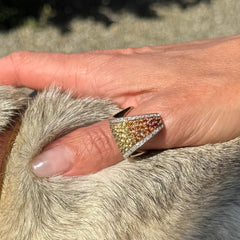 Diamond and Multi Coloured Sapphire Wave Ring