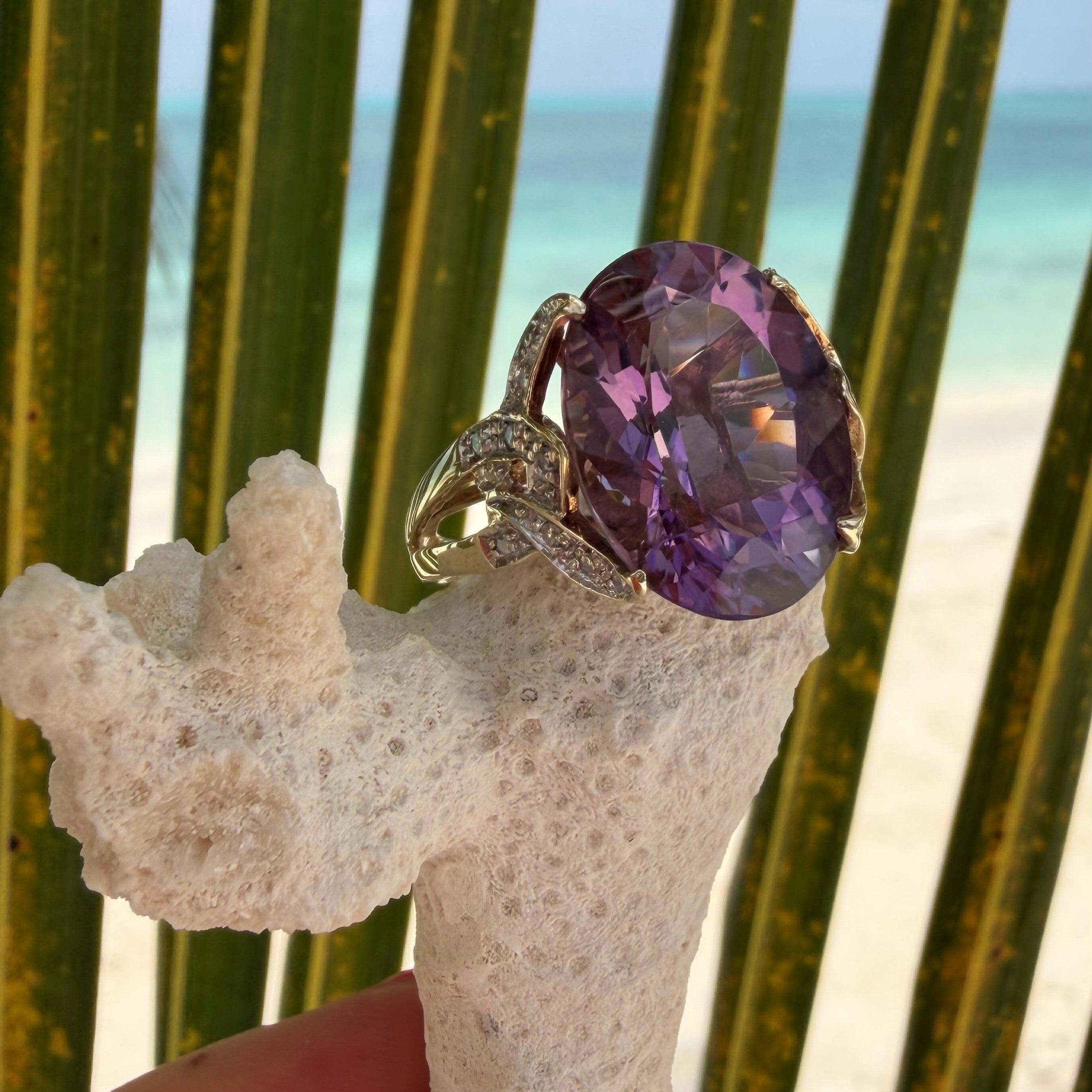 Enormous Amethyst and Diamond Cocktail Ring