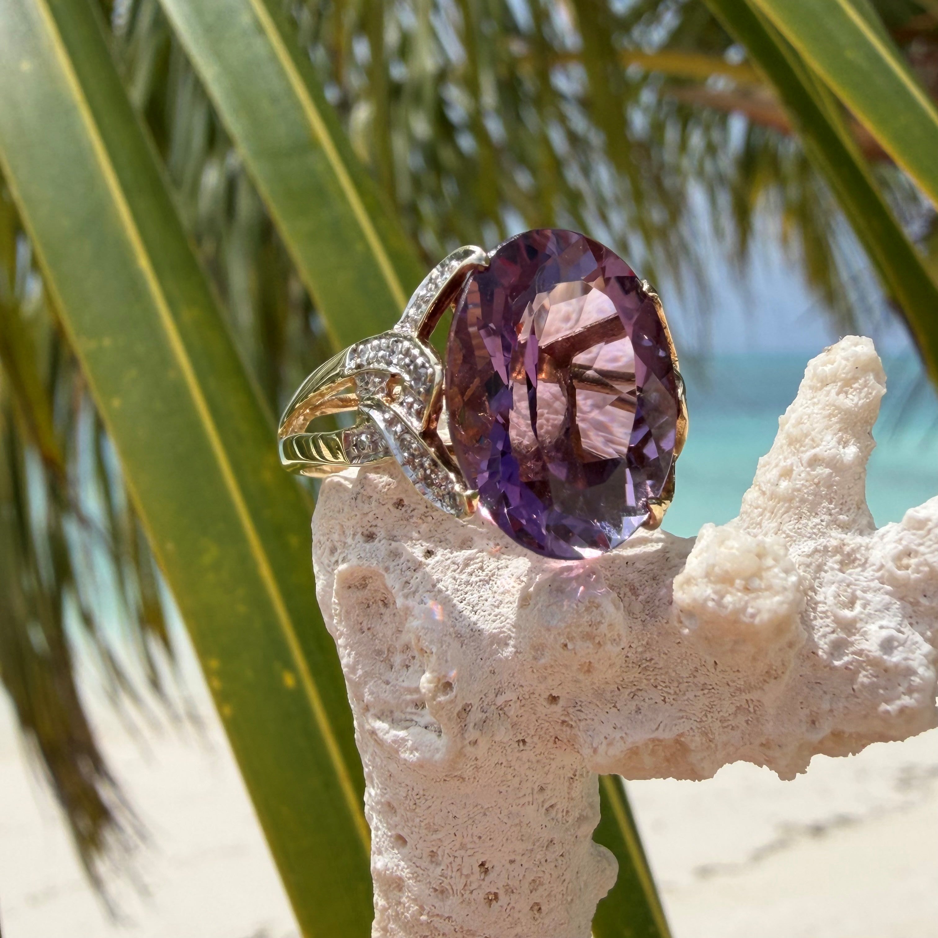 Enormous Amethyst and Diamond Cocktail Ring