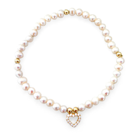 Silver Linings: Pearl and Heart Bracelet