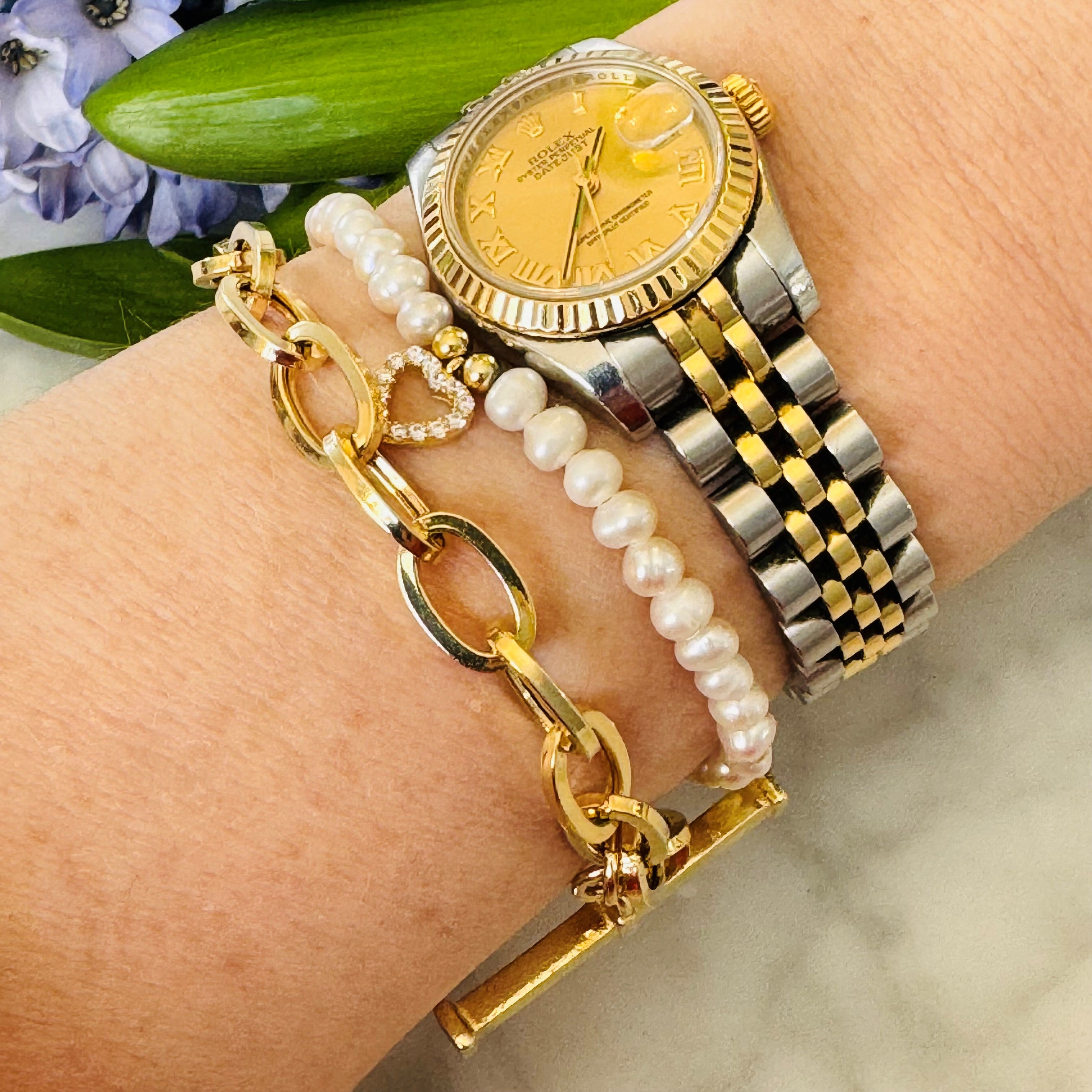 Silver Linings: Pearl and Heart Bracelet