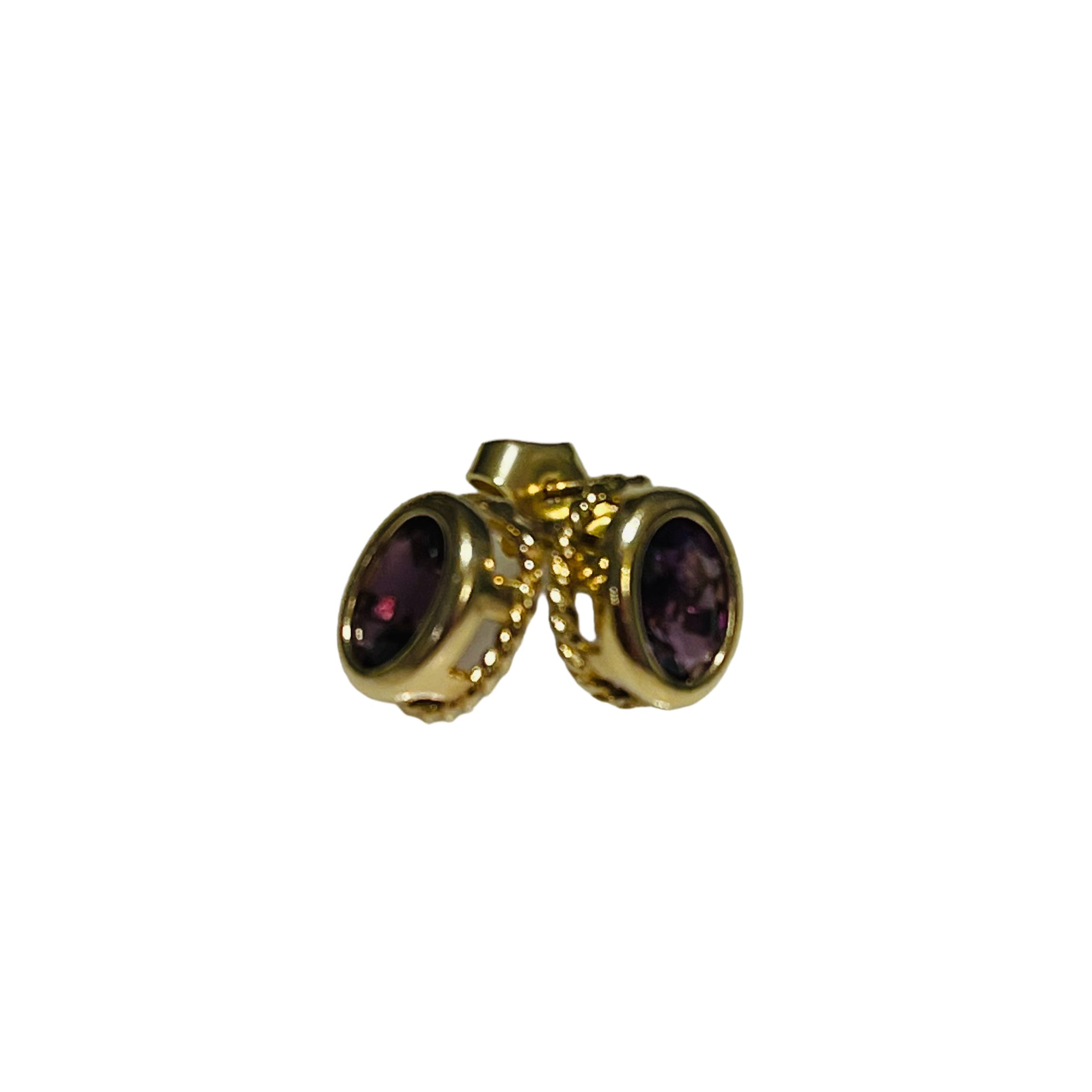 Amethyst Oval Rubover Stud Earrings