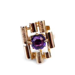 Amethyst Scroll Gold Ring c.1970s