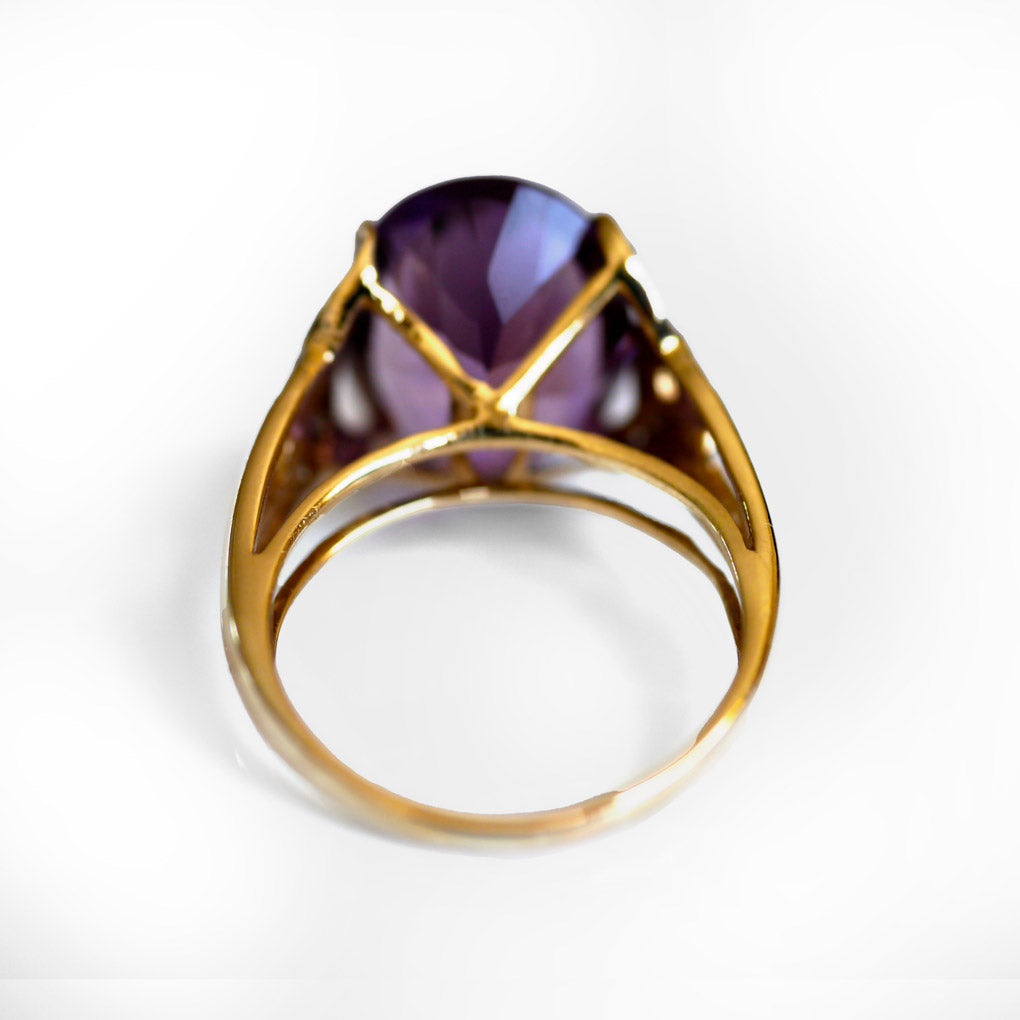 Enormous Amethyst and Diamond Cocktail Ring