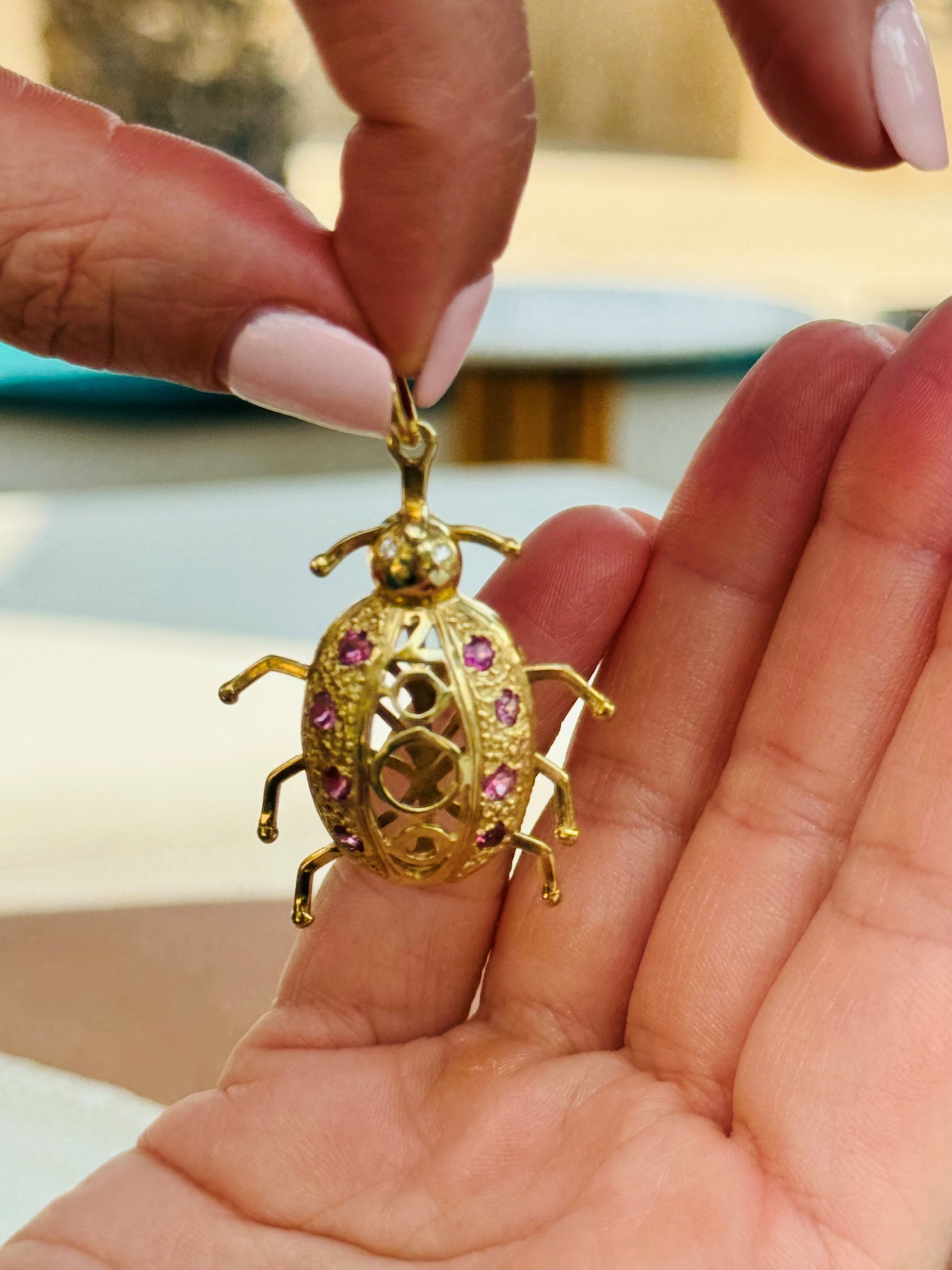 Artfully Articulated Diamond & Tourmaline Millennium Ladybird Pendant 2000