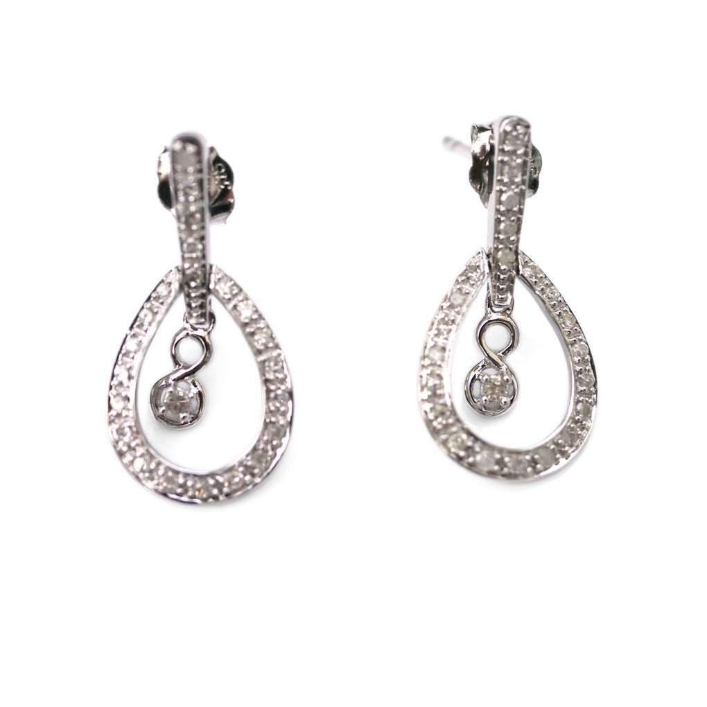 Articulated Diamond Drop White Gold Earrings
