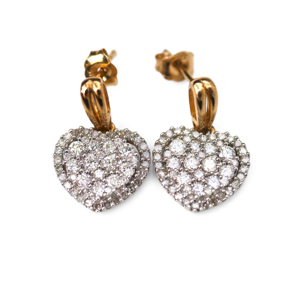 Articulated Diamond Festooned Heartbeat Earrings