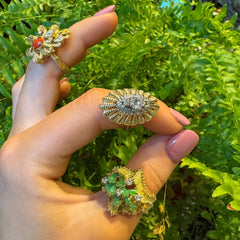 Barked Cool Coral Cocktail Ring c.1970s