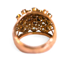 Baroque Blue Topaz and Sapphire Latticed Cocktail Ring c.1980s