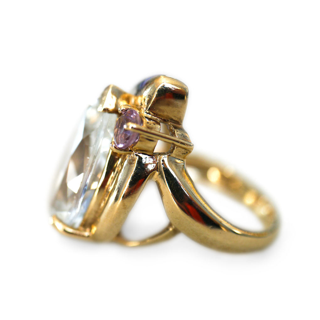 Blue Topaz and Amethyst Rockstar Cocktail Ring