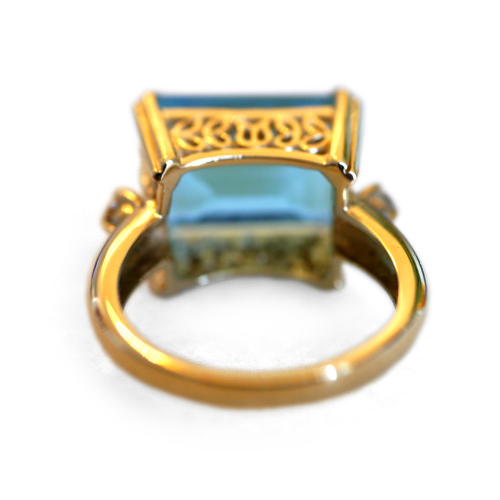 Blue Topaz and Diamond Enormous Cocktail Ring 2010