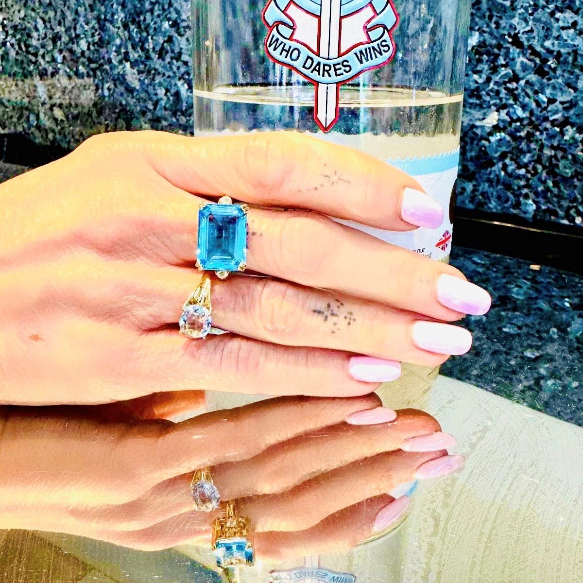 Blue Topaz and Diamond Enormous Cocktail Ring 2010