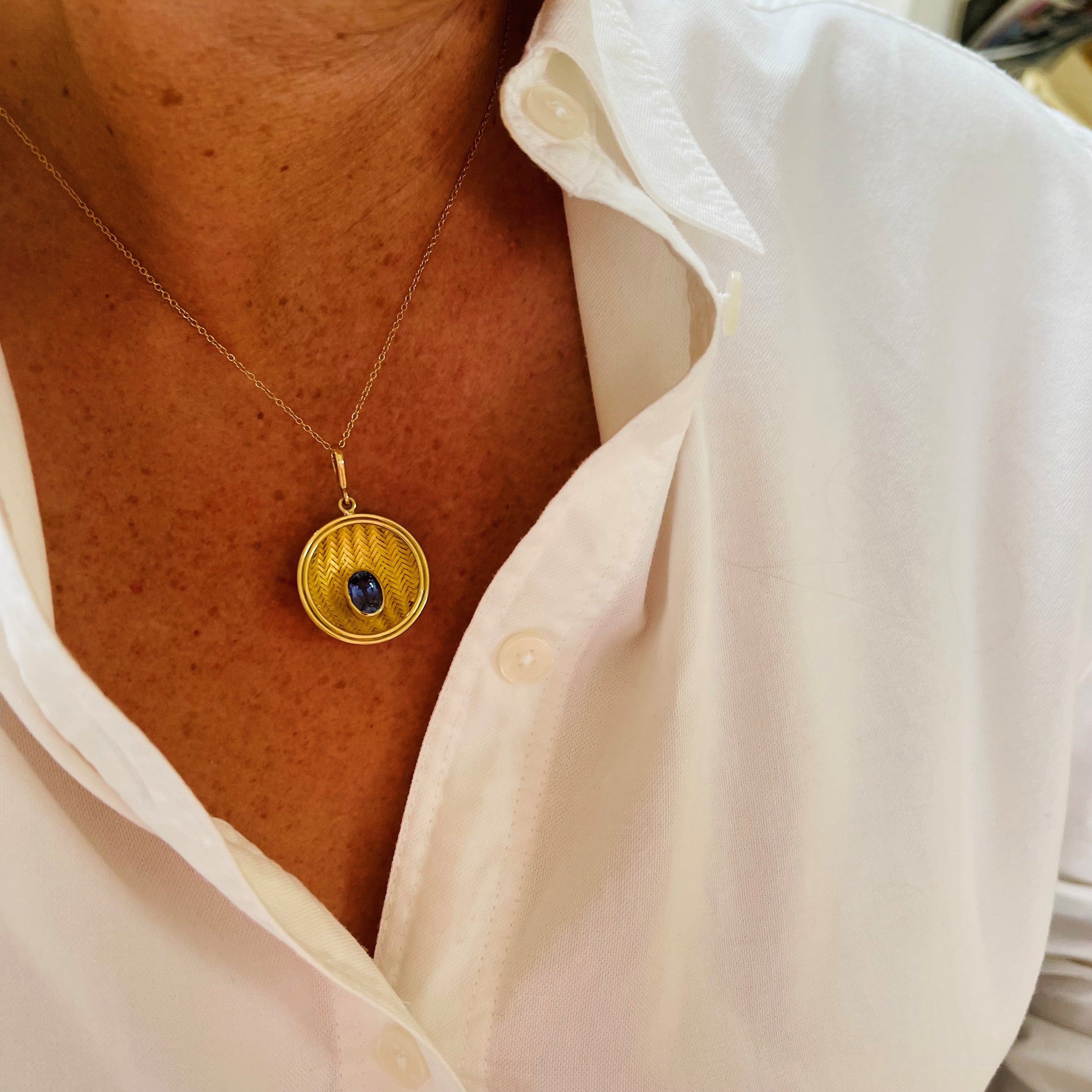 Ceylon Blue Sapphire Gold Weave Necklace