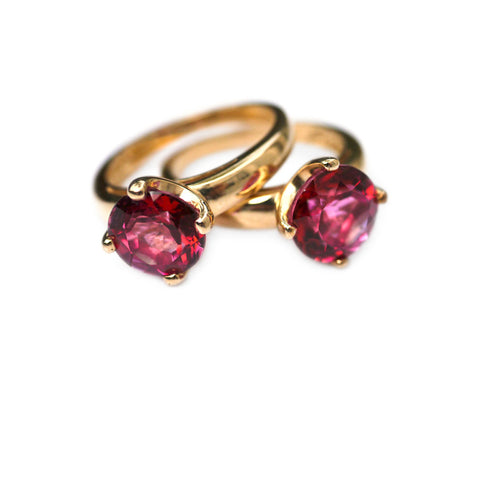 Dazzling Duet of Rubellite Tourmaline Stacking Rings 2006