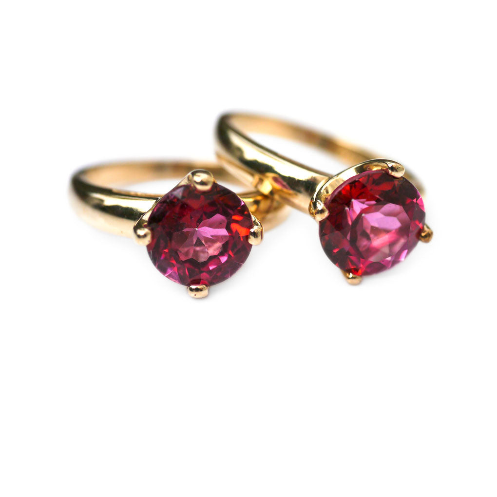 Dazzling Duet of Rubellite Tourmaline Stacking Rings 2006