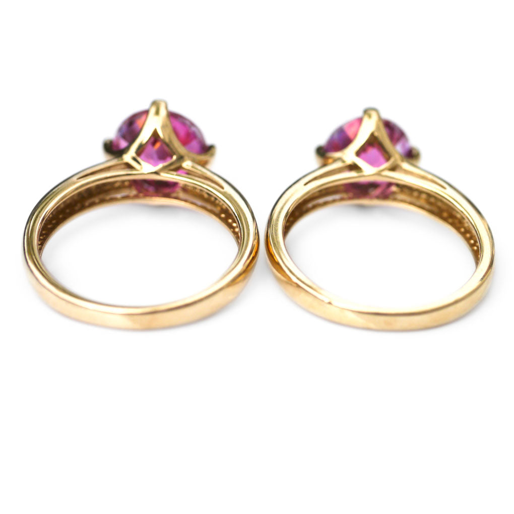 Dazzling Duet of Rubellite Tourmaline Stacking Rings 2006