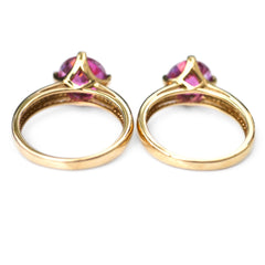 Dazzling Duet of Rubellite Tourmaline Stacking Rings 2006
