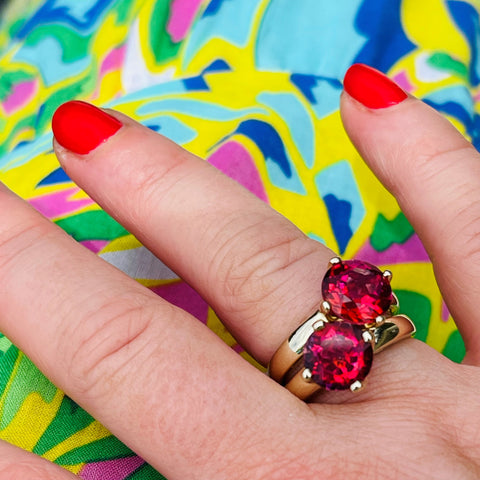 Dazzling Duet of Rubellite Tourmaline Stacking Rings 2006