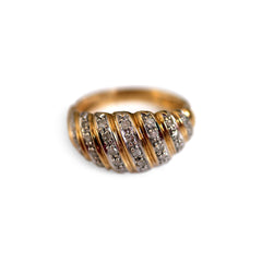 Diamond Channeled Gold Bombé Ring 1998 (0.33 carats)