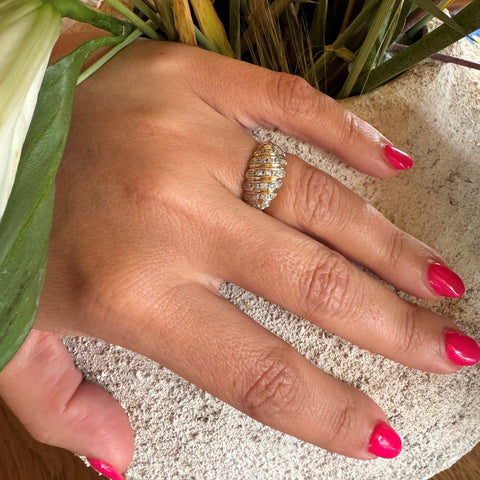 Diamond Channeled Gold Bombé Ring 1998 (0.33 carats)
