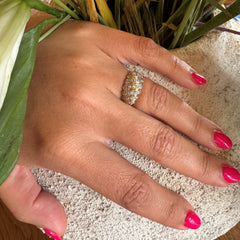 Diamond Channeled Gold Bombé Ring 1998 (0.33 carats)