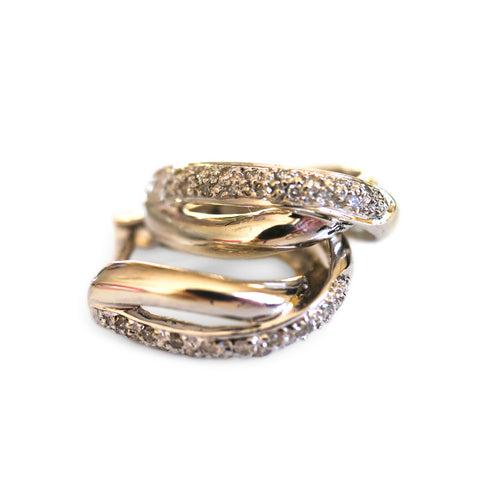 Diamond Studded White Gold Hoop Earrings