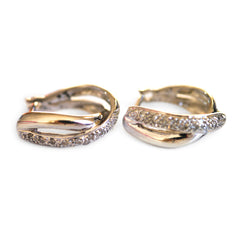 Diamond Studded White Gold Hoop Earrings