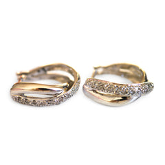 Diamond Studded White Gold Hoop Earrings