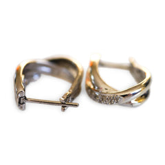 Diamond Studded White Gold Hoop Earrings