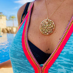 Diamond, Emerald and Pink Tourmaline Circular Cocktail Necklace