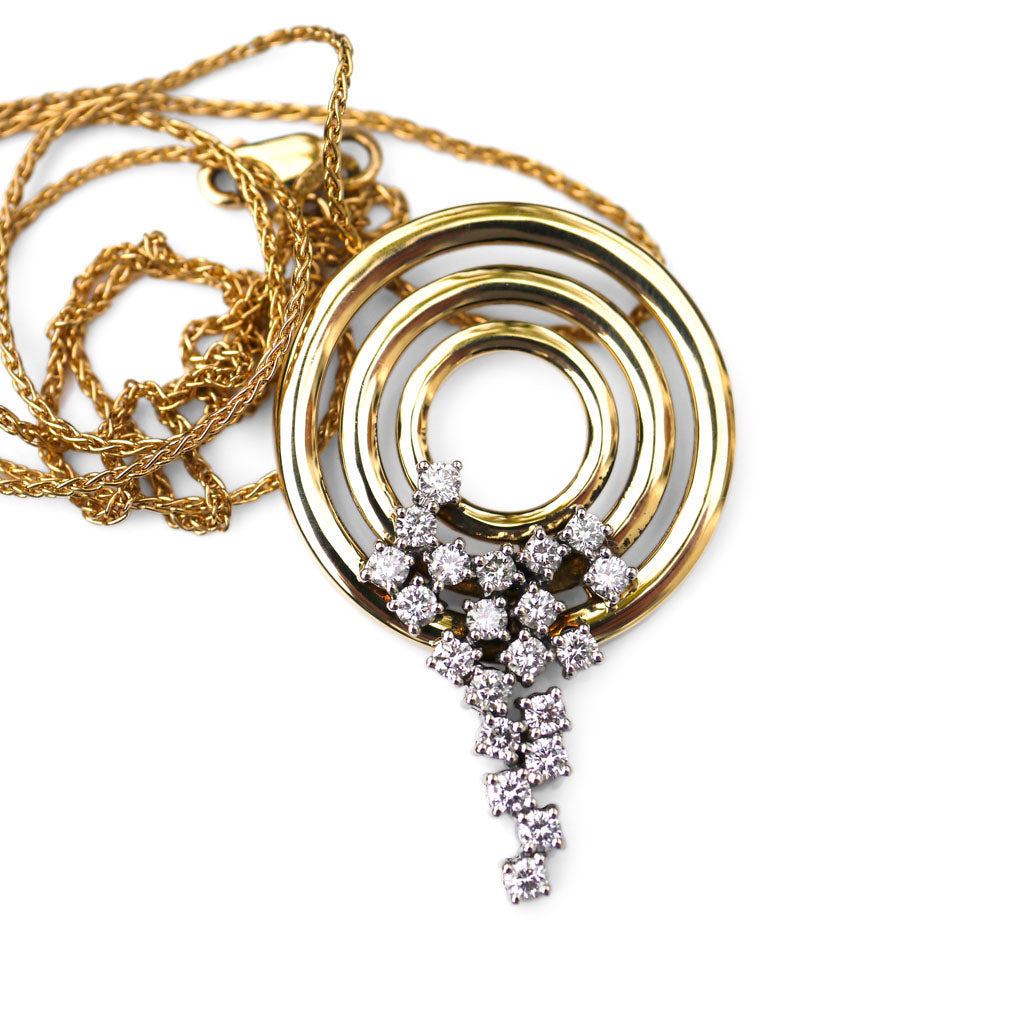 Diamond Waterfall Circular Gold Sliding Necklace