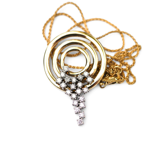 Diamond Waterfall Circular Gold Sliding Necklace