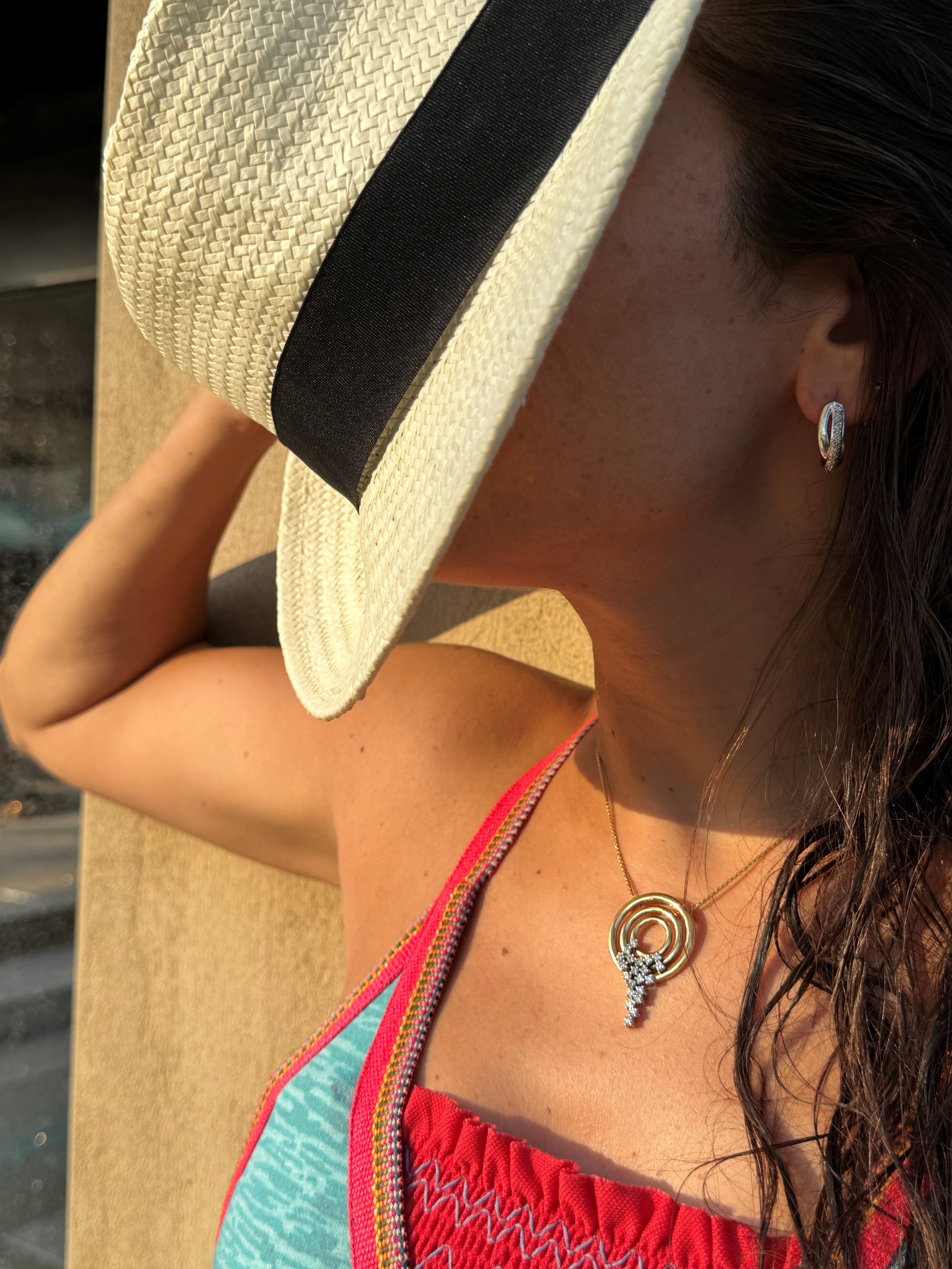 Diamond Waterfall Circular Gold Sliding Necklace