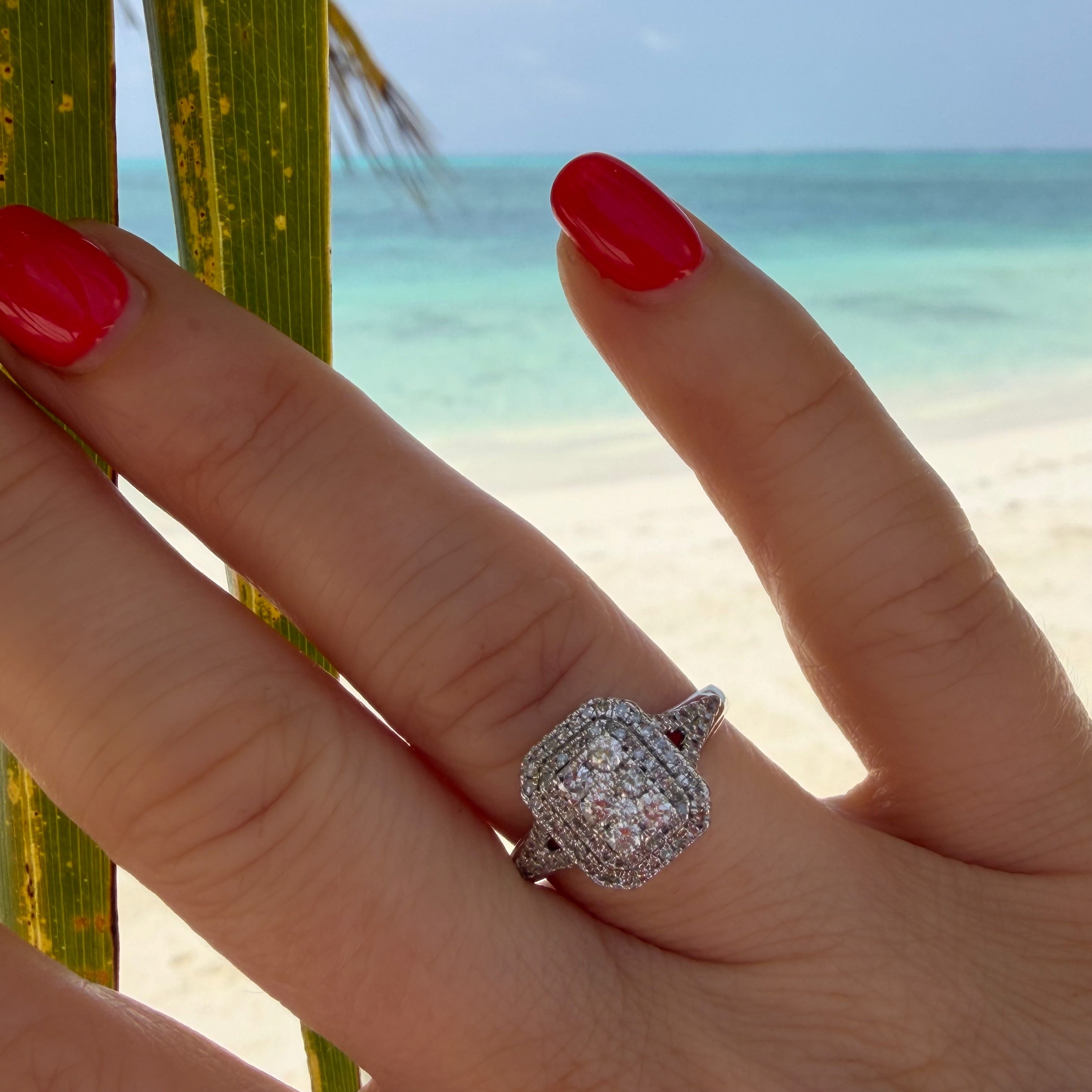 Diamond Halo White Gold Ring (0.50 Carats)