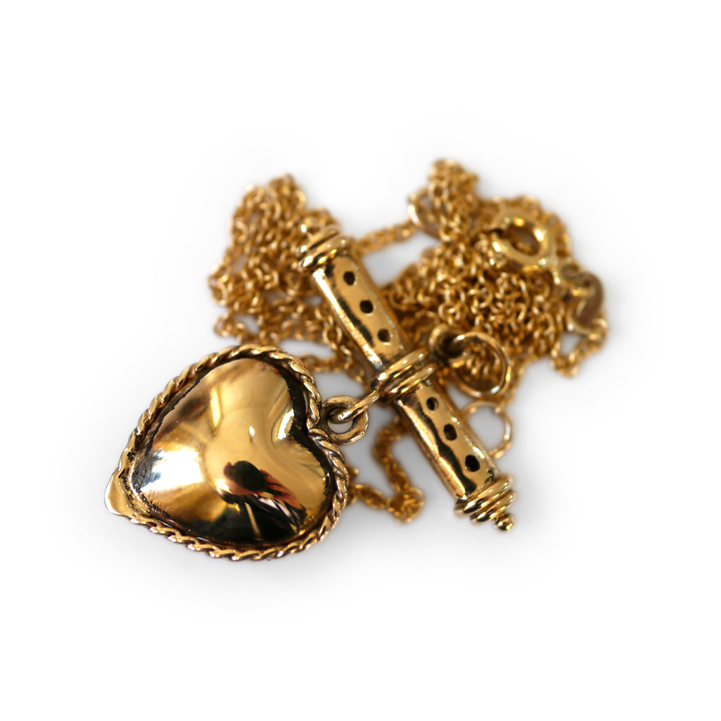 Diamond and Rhodolite Garnet Heart T-Bar Necklace c.1970s