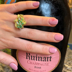 Diamond Grandmaster Fresh Green Jade Barked Cocktail Ring c.1970s