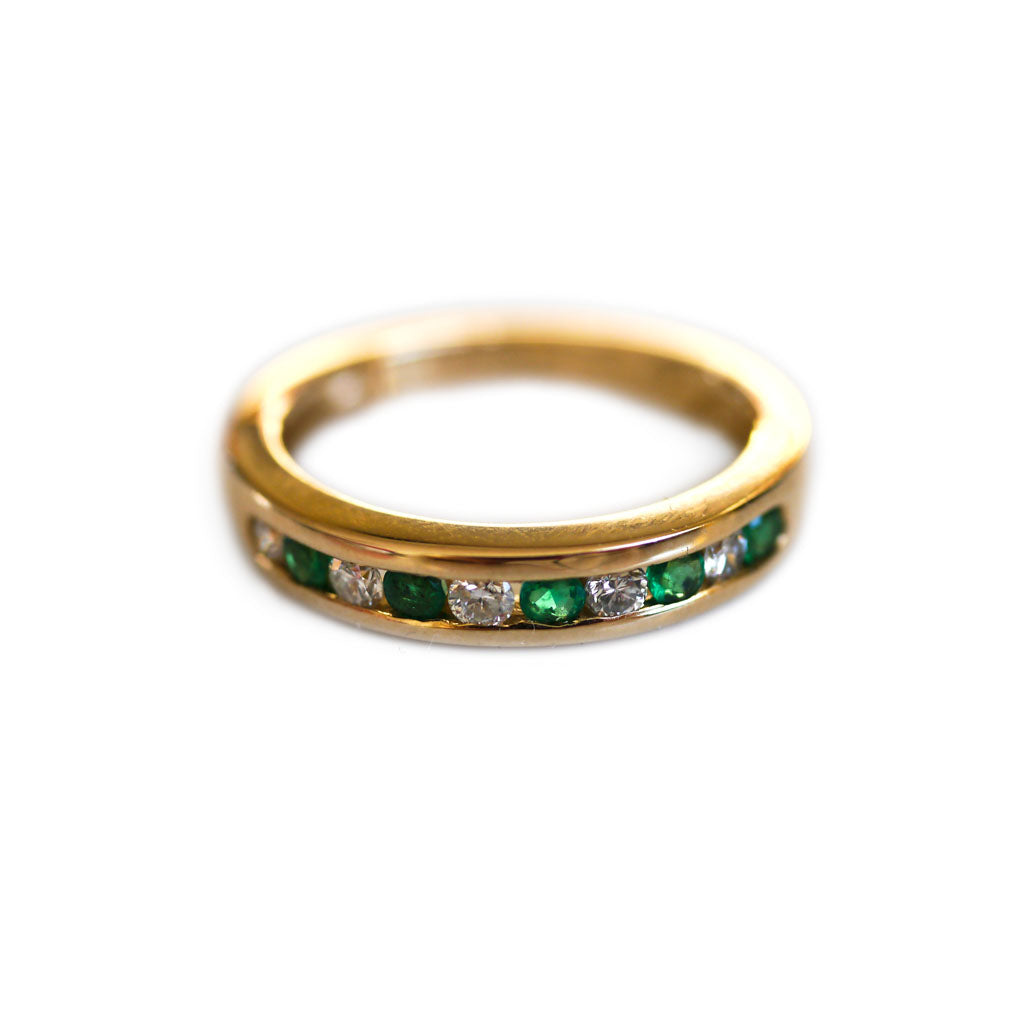 Diamond and Emerald Half Eternity Ring