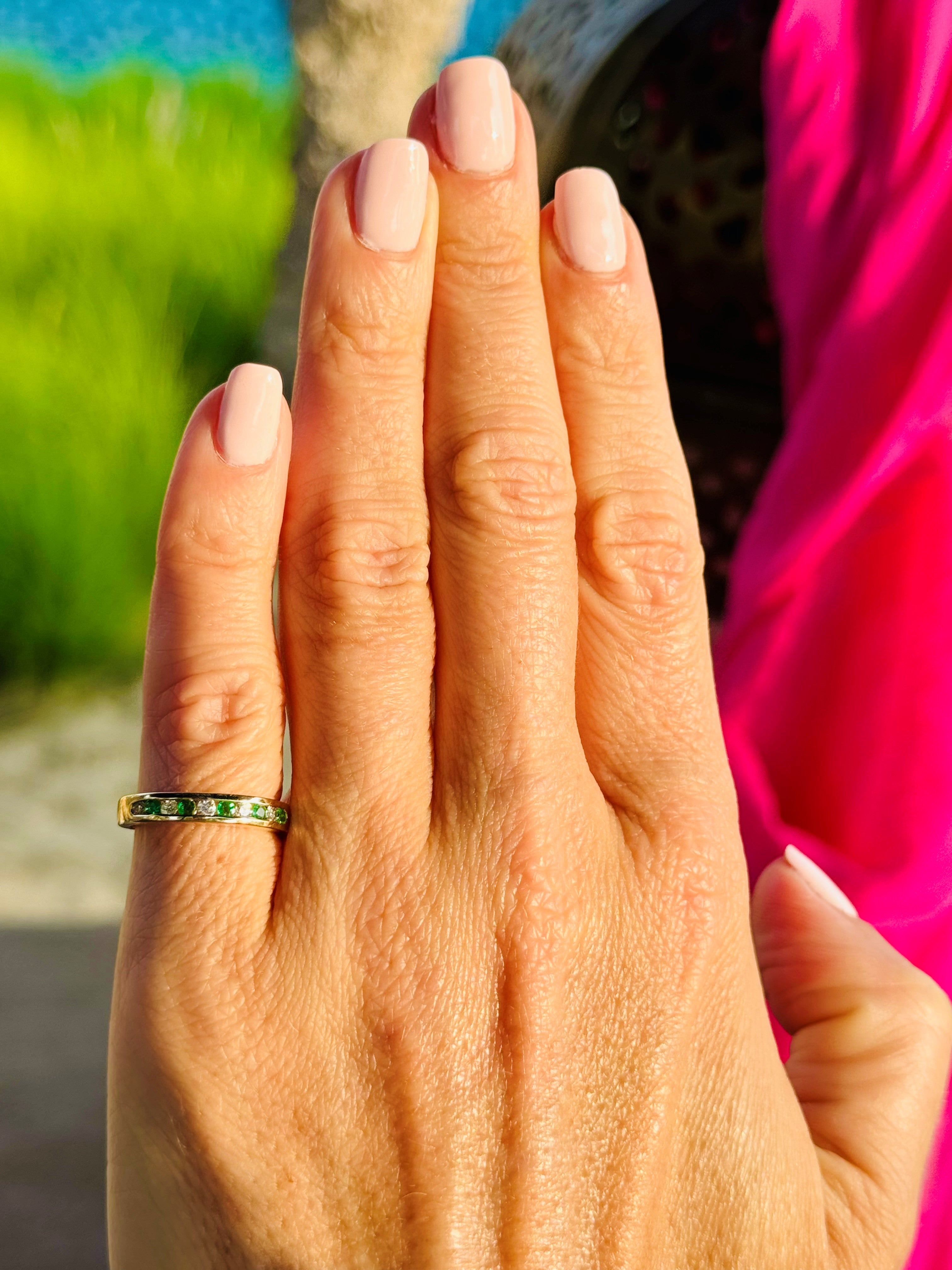 Diamond and Emerald Half Eternity Ring