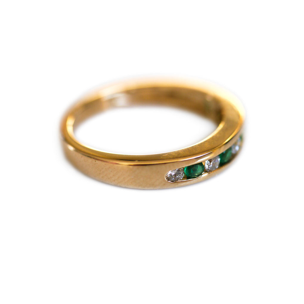 Diamond and Emerald Half Eternity Ring