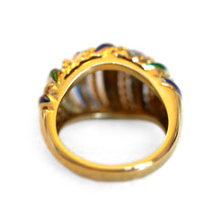 Diamond and Guilloche Dome Cocktail Ring c.1970s