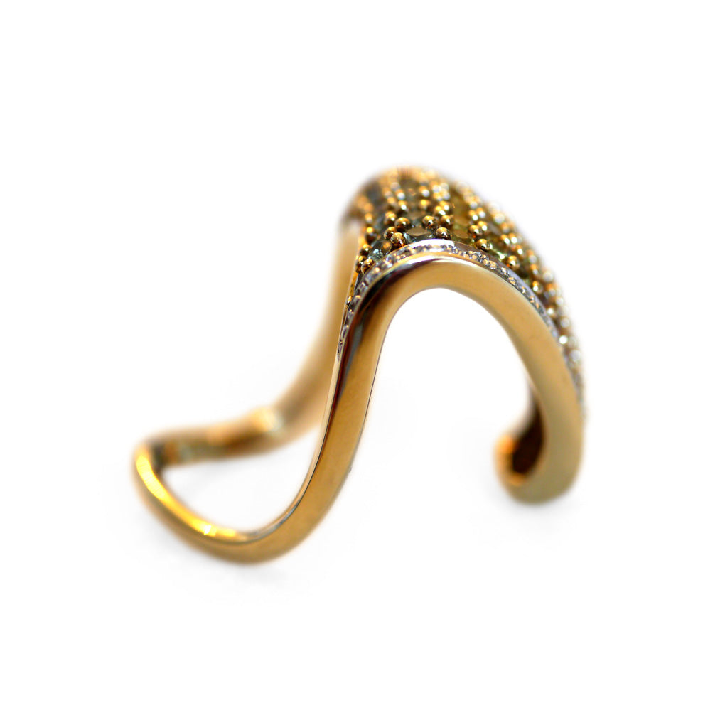 Diamond and Multi Coloured Sapphire Wave Ring