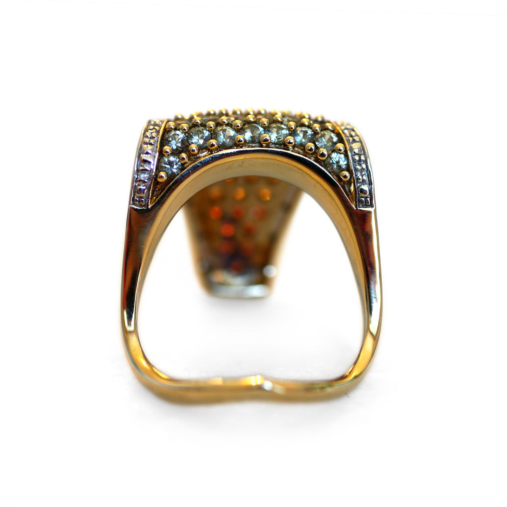 Diamond and Multi Coloured Sapphire Wave Ring