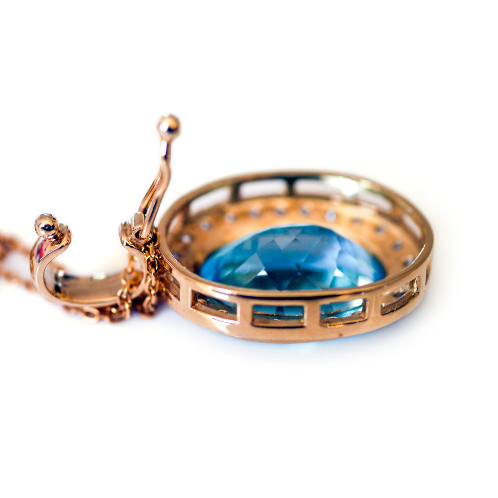 Enormous Blue Topaz (9.5 CARAT) & Diamond Cocktail Necklace