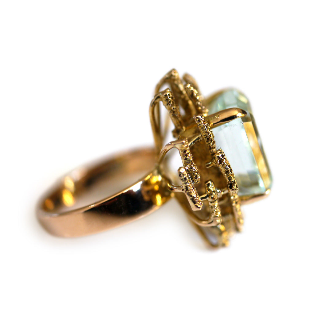 Aquamarine Modernist Grima-esque Cocktail Ring c.1970s